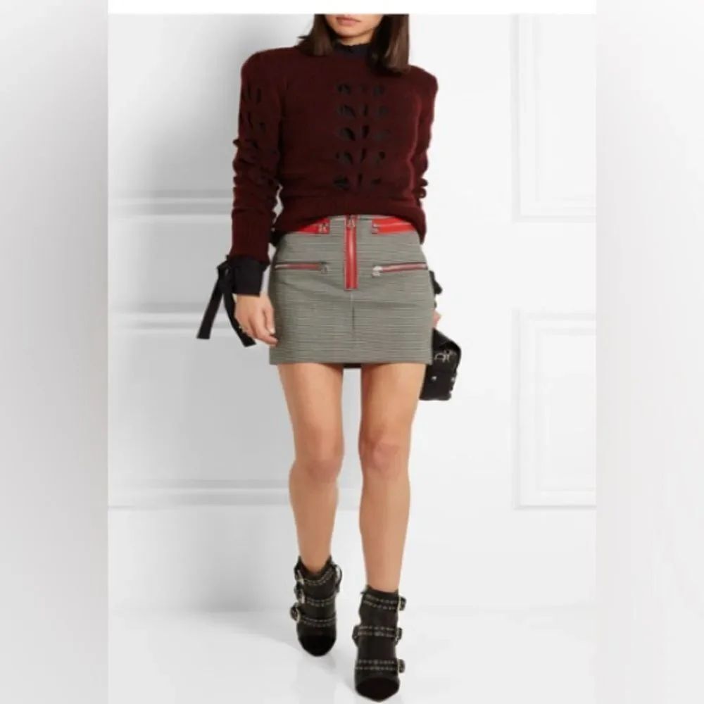 Isabel Marant Layla Stretch virgin wool Checkered Mini Skirt, Size 36EU, NWOT